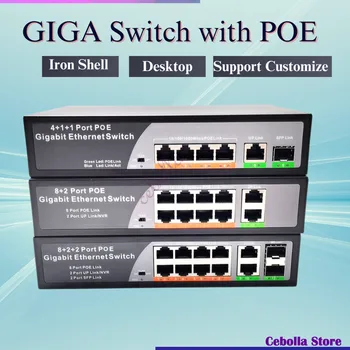10/100/1000Mbps פו מתג Gigabit Ethernet Switch עם SFP Slot רשת הסיבים מתג מצלמת IP/האלחוטית AI חכם להחליף