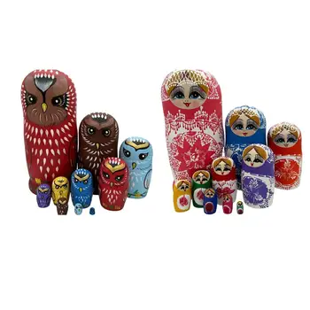 10 חתיכות חמוד בובות קינון רוסיות קישוטי עץ לערום מקוננות להגדיר שרוצה מתנת ליל כל הקדושים
