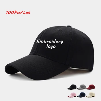 100pcs/Lot מותאם אישית לוגו כובע יוניסקס, גברים כובע ספורט דייג רכיבה על אופניים טניס כובע נהג המשאית נשים רקמה כובעי Snapback