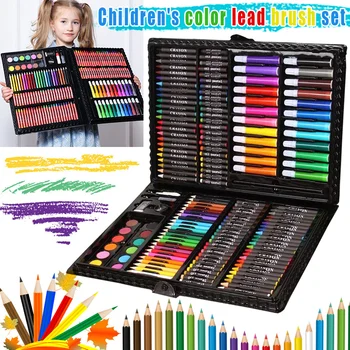 150 יח ' אמנות לילדים להגדיר ילדים ציור להגדיר צבע מים עט עפרון פסטל שמן ציור כלי ציור ציוד אמנות להגדיר נייר מכתבים