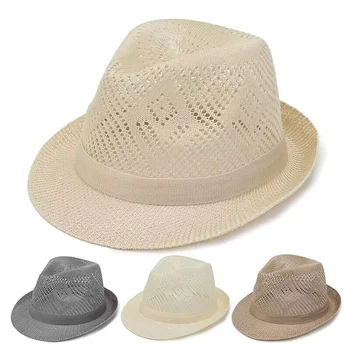 1Pcs גברים מוצק צבע כובע השמש עבור פעילויות חוצות הגנה מפני שמש כובע צל בקיץ יוניסקס חלול החוצה לנשימה כובע קש