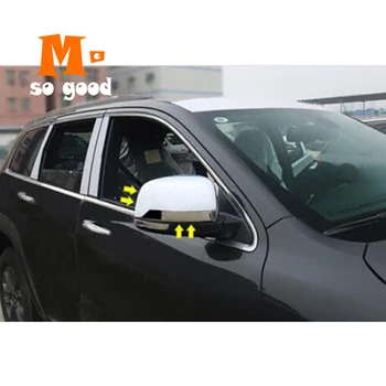 2014 ג 'יפ גרנד צ' ירוקי ABS Chrome המכונית מראה אחורית כיסוי לקצץ המכונית החיצוני דפוס קישוט Accessorie מדבקה 2pcs