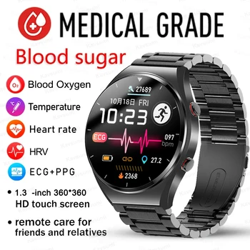 2023 פולשנית חדשה הגלוקוז בדם שעון חכם גברים מלא מסך מגע ספורט כושר שעונים Bluetooth עבור ios אנדרואיד Smartwatch