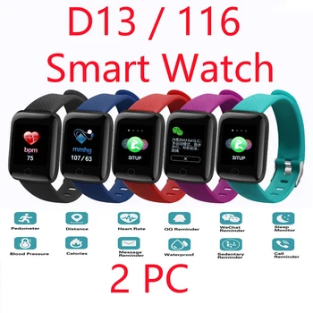 2PC D13 Bluetooth שעון חכם 116 בתוספת 1.3 Inch צבע מסך ניטור לחץ דם עמיד למים ספורט כושר פעילות Tracker