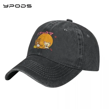 931-רילקומה ו Korilakkuma לאכול תותים וינטג ' כובע כותנה רחיץ מתכוונן כובע כובעים לגברים