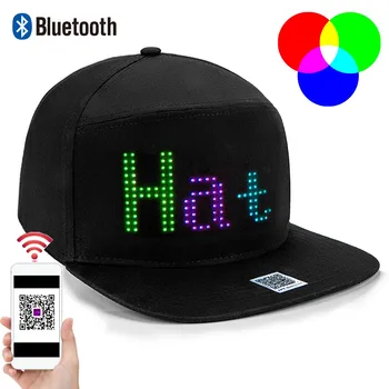 Bluetooth RGB 7-צבע תצוגת LED מנורת כובע מותאם אישית הרגע מודול כובע Bluetooth בקרת יישום LED כובע אופי היפ הופ כובע