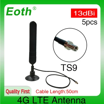 Eoth 5pcs 4G LTE אנטנה 13dbi SMA זכר מחבר אווירי 698-960/1700-2700Mhz הרבה מגנטי בסיס ברור 3M פראייר אנטנה