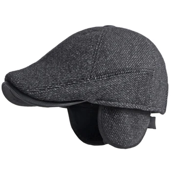 HT3720 כומתה כובע גברים סתיו חורף כובע זכר מתכוונן אייבי כתב שטוח כובע הברט לגברים וינטג ' אמן צייר צמר כובע הברט.