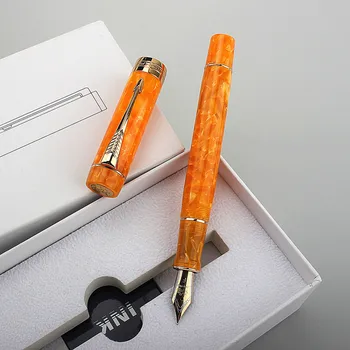 Jinhao 100 המאה כתום שרף עט נובע חץ קליפ EF/F/M/בנט החוד עם ממיר כתיבה למשרד לעסק מתנה עט דיו
