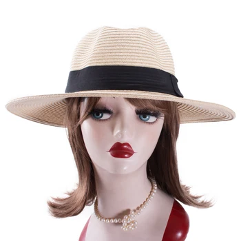 Lawliet מוצק נשים קלאסי כובע רחב שוליים קש בפנמה קיץ בסגנון אינדיאנה ג ' ונס כובע T388