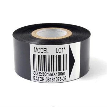 LC1 מדפסת תרמית סרט דיו תרמית העברה הסרט סביב חגורה שחורה קוד קלטת אריזה מכונת העברת חום תאריך סרט