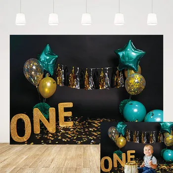 Mehofond שחור צילום רקע הזהב בלונים מסיבת יום הולדת קישוט ילדים ילד קייק סמאש לספק תמונת רקע סטודיו