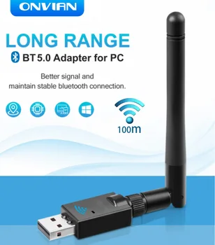 Onvian USB Bluetooth 5.0 Dongle מתאם אנטנה לטווח ארוך 100M שמע אלחוטית מקלט משדר למחשב נייד לנצח 7/8/8.1/10
