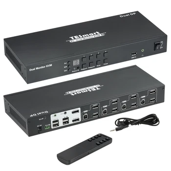 TESmart 4K 60Hz 4x2 8 DisplayPort יציאת DP קלט RS232 שליטה 2 מוניטור תומך מתג אוטומטי כדי לפקח על מחשבים DP KVM Switcher