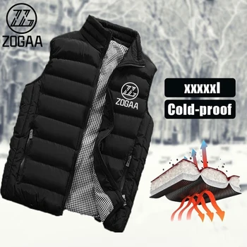ZOGAA גברים האפוד של סתיו חורף מרופד מעיל חם האפוד ' קט ללא שרוולים מעיל עם Zogaa לוגו