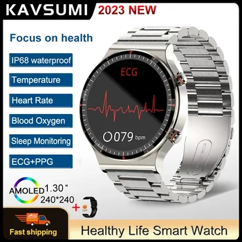 בריא החמצן בדם שעון חכם גברים א. ק. ג+PPG מדויק טמפרטורת הגוף לפקח על קצב לב Smartwatch HRV לחץ דם שעונים
