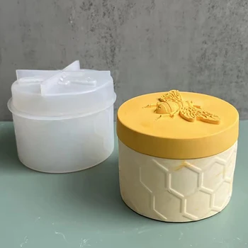 גבס דבורת הדבש צנצנת תבניות סיליקון עבור DIY בטון אפוקסי נר הסיר תיבת הזרקת עובש מלאכת-יד לעיצוב הבית בעבודת יד מתנה
