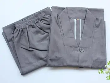 האביב הסיני נזיר בד המדים מדיטציה בודהיסטית זן גברים להגדיר עבה מסורת מכנסי החליפה.