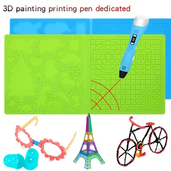 הדפסת 3D ציור עט סיליקון עיצוב כרית עם בסיסי סטנסיל מגיע עם 2 סיליקון האצבע מיטות 3D מעולה עט ציור כלי