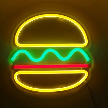 המבורגר אור ניאון אקריליק אננס צורה מזון מהיר הקיר שלט ניאון עבור מסיבת החתונה חנות המסעדה יום הולדת קישוט הבית