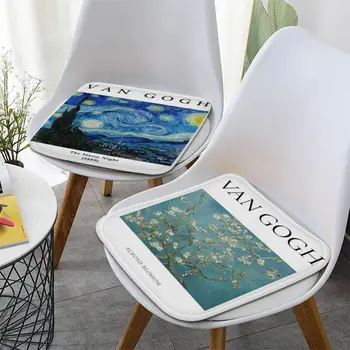 ואן גוך ציורים מפורסמים יצירתיים כסא כרית רכה המשרד המושב נוחות לנשימה 45x45cm כרית רפידות