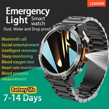 חדש S100 שעון חכם אור חירום Bluetooth שיחה אבק, מים ולשחרר הוכחה לחץ דם חיי סוללה 7-14 ימים Smartwatch