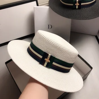 חוף כובע גבר אישה שמש כובע לבן שחור דבורה מעצב מותג קיץ קש אופנה כובע נסיעות ירי אביזרים