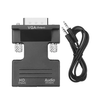 חם HDMI תואם נקבה VGA זכר ממיר אודיו מתאם תמיכה 1080P אות פלט ממיר+כבלי אודיו L3FE
