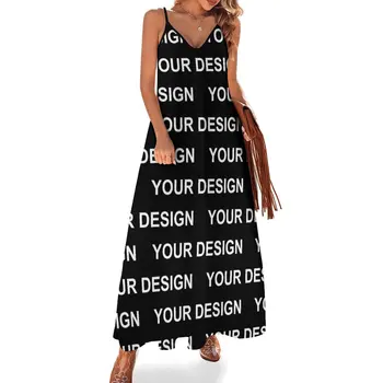 להוסיף עיצוב מותאם אישית שמלה בהזמנה אישית את התמונה שלך בציר שמלת מקסי אסתטי מזדמן שמלות ארוכות נשים הרצועה הדפסה 5XL 4XL