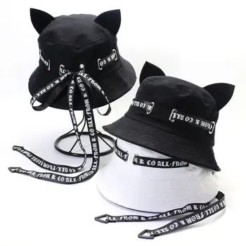 לשני המינים כובע פנמה חיצונית מקרית השמש בקיץ כובעים Streamer דייג כובע דלי כובע חתול חמוד האוזניים