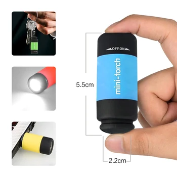 מיני פנס כיס מחזיק מפתחות פנס LED מנורת USB לטעינה בוהק קטן פנס לקמפינג טיולים אורות אור חיצונית