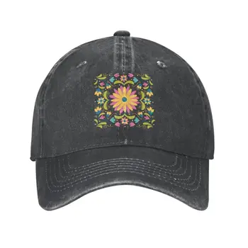 מקסיקני חדש אוטומי רקמה בצורת פרח כובע בייסבול חיצונית גברים נשים מתכוונן פולק פרחוני מרקם אבא כובע אביב