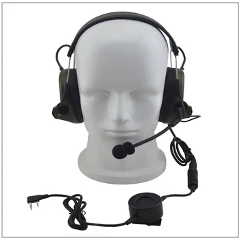 נגד רעש טקטי אוזניות חובה הפחתת רעש אוזניות w/ גדול כיבוי דיבור / שידור & 2 פינים K plug עבור קנווד Baofeng איירסופט ציד