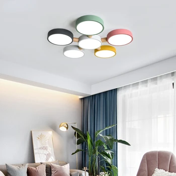 נורדי יצירתי Macaron אמנות עץ אורות התקרה עבור סלון חדר שינה מטבח ללמוד IndoorLighting Multicolour דקו מנורות LED