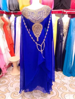 נשים חצאית ארוכה בצבע כחול רויאל ג ' ורג ' ט Moroccon Farasha שמלת שמלות עבור נשים בהודו ערבית בגדים