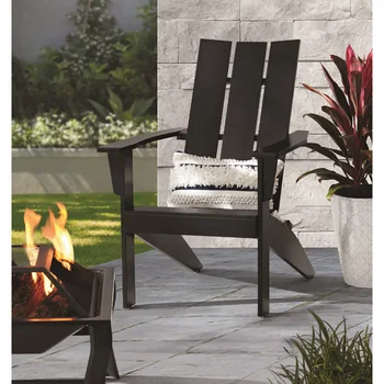 עץ חיצוני מודרני Adirondack הכיסא, צבע שחור ריהוט גן