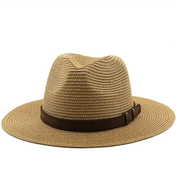 פשוט הורה-ילד כובעי פנמה הגברת חוף כובע נשים רחב שוליים, כובע הקש גבר השמש בקיץ כובע פדורה Hat 54 סנטימטר 56-58cm 59-61cm