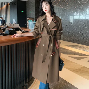 קוריאני אופנה מעיל נקבה Windbreakers אלגנטי לנשים באיכות גבוהה מעיל אביב סתיו חדש גבירותיי מעיל חגורה
