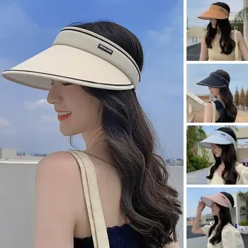 ריק העליון מכתב הלוגו של חבל אלסטי שיער חישוק עיצוב כובע השמש נשים המורחבת ברים חיצונית, רכיבה על הכובע