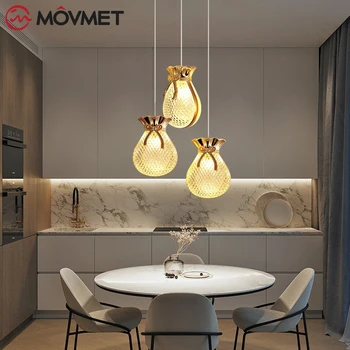 תליון קריסטל, מנורת LED G9 יצירתי שק כסף זכוכית Meatl זהב עבור חדר השינה המטבח ללמוד מסדרון מעבר הסלון מקורה