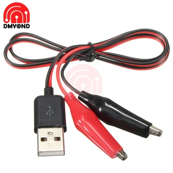 תנין מבחן קליפים הצמד USB זכר מחבר אספקת חשמל מתאם חוט 58cm כבל אדום ושחור